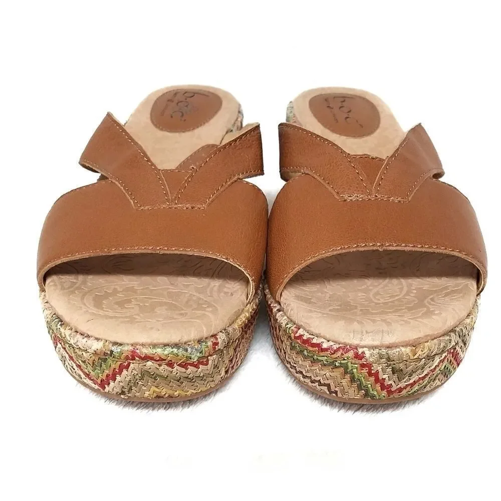 B.o.c. Aztec Print Open Toe Wedge Platform Sandals